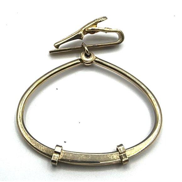Vintage Swank Gold-Tone Tie Clip Bracelet With Engraved Detail For Men - Picture 2 of 3